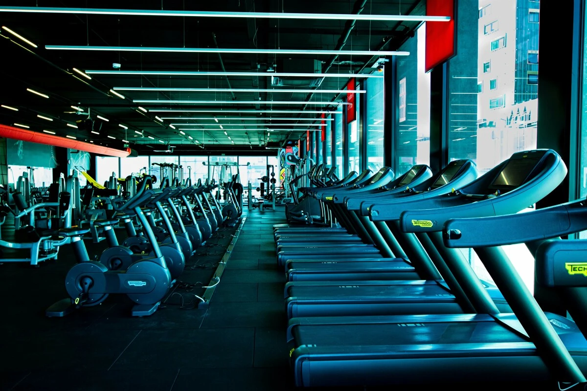 Exercise bikes and treadmills in gym
